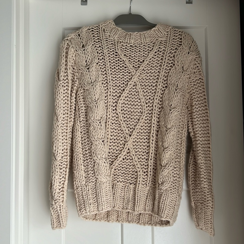 Beige Cable Knit Sweater